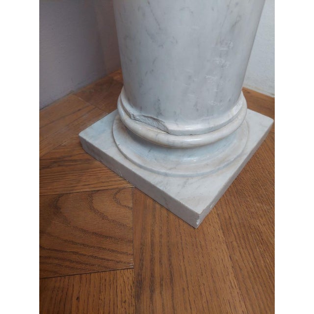 White Antique White Marble Columns or Pedestals, Set of 2 For Sale - Image 8 of 14
