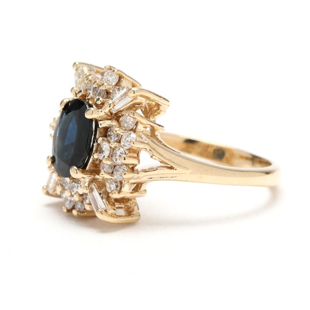 Early 21st Century 1.98ctw Sapphire and Diamond Cluster Ring, 14k Yellow Gold, Ring Size 6.5 For Sale - Image 5 of 5