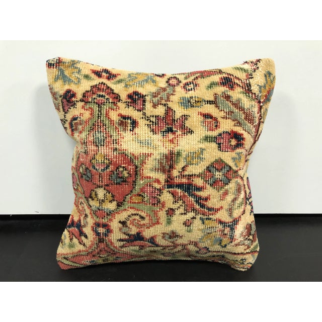 Vintage Turkish Floral Design Handmade Rug Pillow For Sale In Phoenix - Image 6 of 6