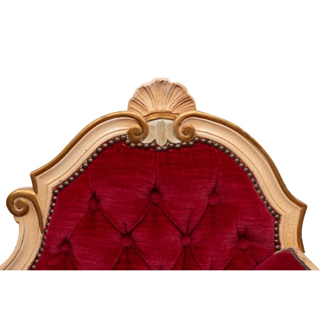 Louis XVI Red Velvet Hall Sofa, France, 1950s For Sale - Image 11 of 12