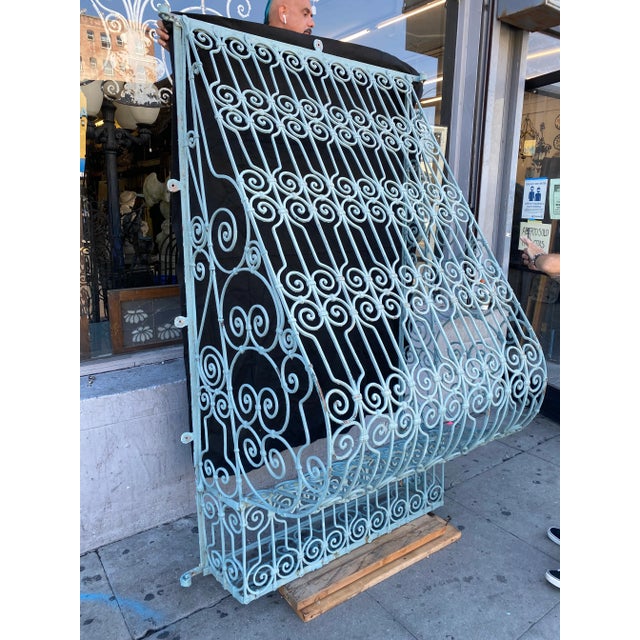 Spanish Revival 1920s Spanish Revival Style Grid Original Iron Window For Sale - Image 3 of 10