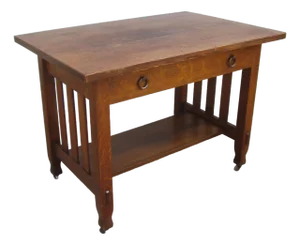 Early 20th Century Stickley Attributed Mission Oak Arts and Crafts Library Table / Writing Desk