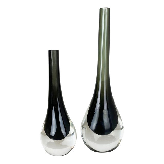 Murano Opaline Glass Vases attributed to Antonio da Ros for Cenedese, 1960s, Set of 2 For Sale