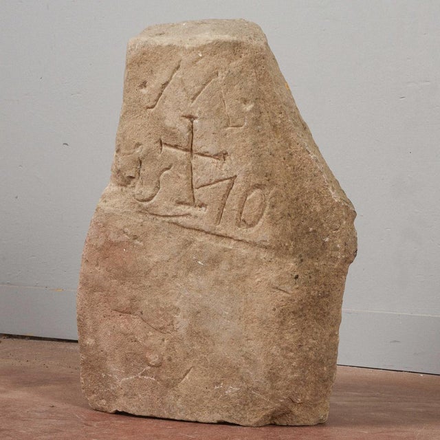 Tan Stone Fragment with Engravings For Sale - Image 8 of 8