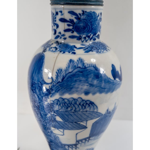 19th Century Pair of Chinese Blue and White Vases Mounted as Table Lamps For Sale - Image 12 of 12