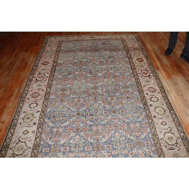 Textile Early 20th Century Blue Persian Malayer Corridor Rug - 6'4" x 16'9" For Sale - Image 7 of 12