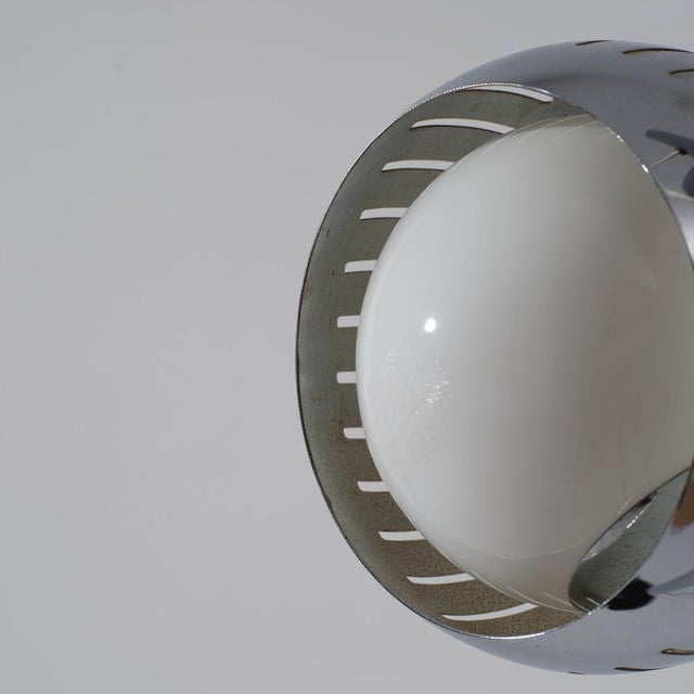 Italian Chromed Steel Floor Lamp with Opaline Glass Shades, 1970s For Sale - Image 10 of 11