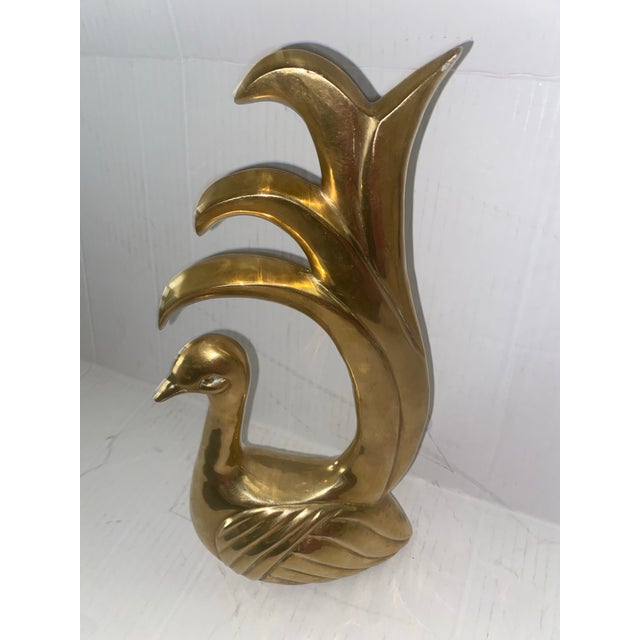 Frederick Cooper Vintage Mid-Century Modern Frederick Cooper Stylized Brass Peacock Sculpture For Sale - Image 4 of 8