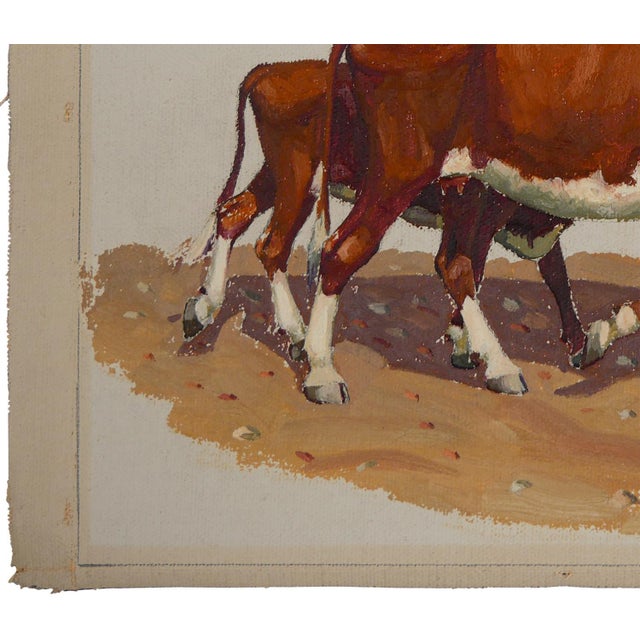 Textile Fred Darge "Cow and Calf" Brown and White Abstract Impressionist Painting of Cows, Mid-20th Century For Sale - Image 7 of 11