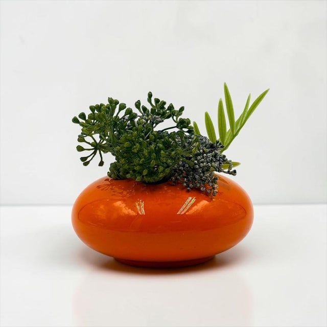 Sculptural Orange Ceramic Vases, Italy, 1970s, Set of 2 For Sale - Image 9 of 11