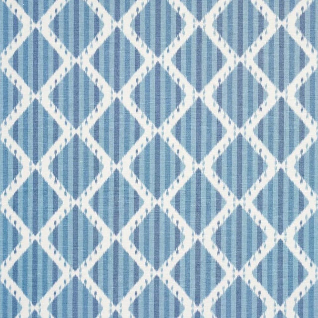Contemporary SAMPLE - Schumacher Kai Striped Ikat Fabric In Blue For Sale - Image 3 of 4