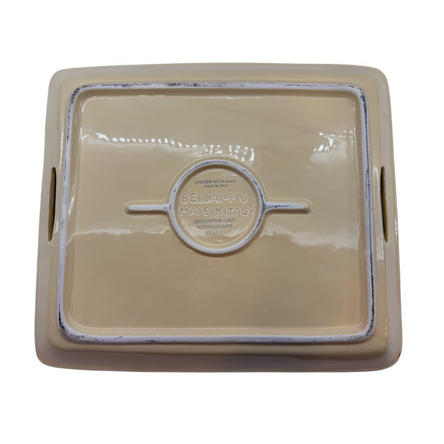 Italian Archer Anita Mary Bellini Piu Hand Painted Italian Multicolor Ceramic Tray With Handles For Sale - Image 3 of 6