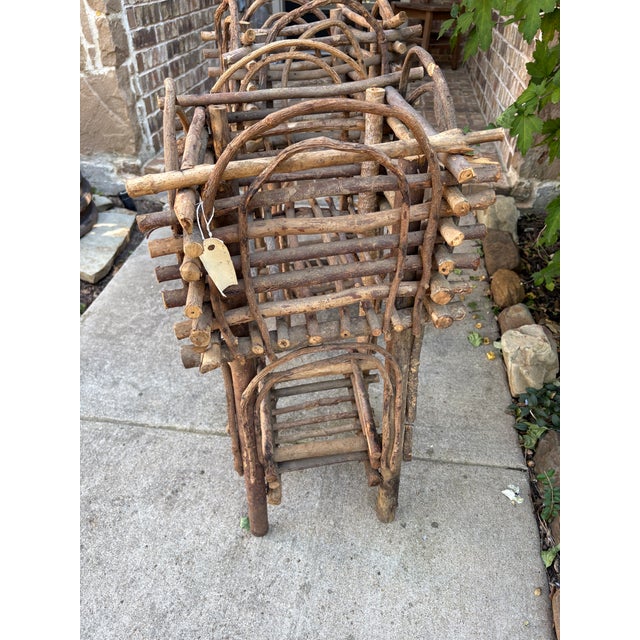 Pair of Rustic Bentwood Twig Plant Stands This charming pair of bentwood plant stands features a natural twig design with...