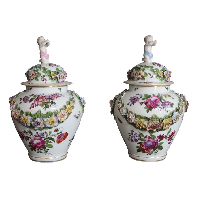 Porcelain Covered Pots from Samson, 1890s, Set of 2 For Sale