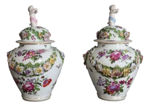 Porcelain Covered Pots from Samson, 1890s, Set of 2