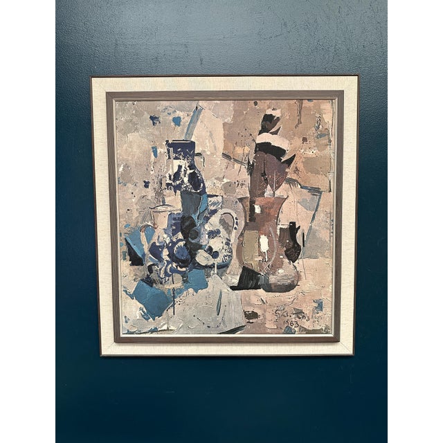 Gojmir Anton Kos, Still Life with Blue Vase, 1963, Oil on Canvas For Sale - Image 15 of 15
