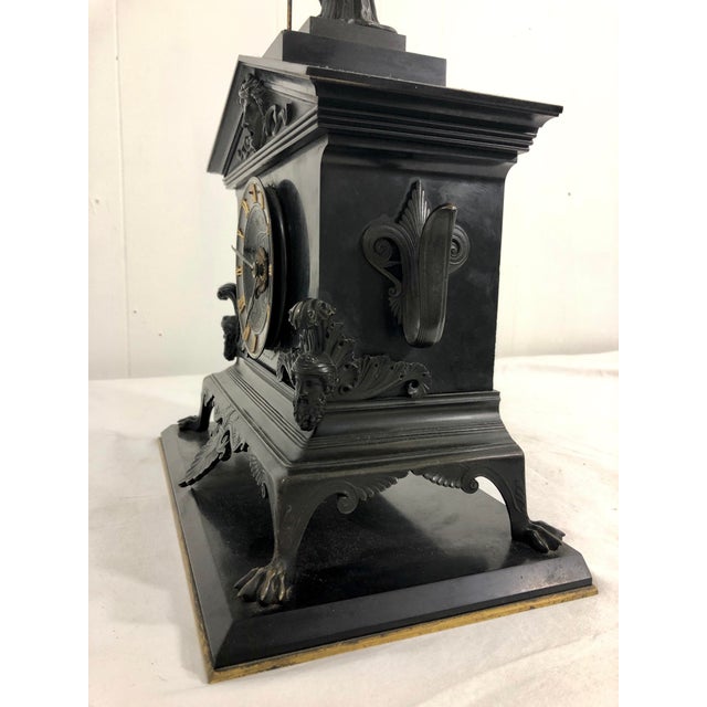 French Bronze Empire Clock For Sale - Image 6 of 8
