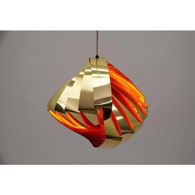 Red Danish Conch Pendant Lamp in Glass and Metal by Louis Weisdorf for Lyfa, Denmark, 1960s For Sale - Image 8 of 16