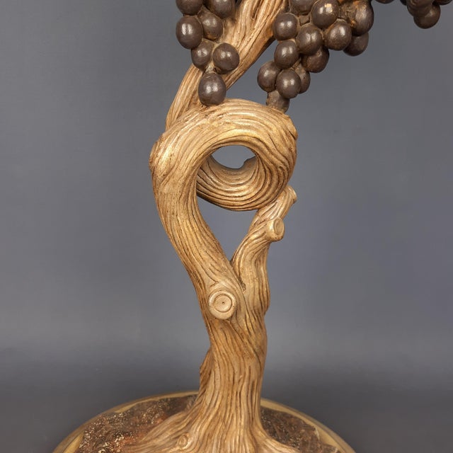 Vintage Round Coffee Table with Crystal & Wood Trunk in Grape Vine shape, 1950s For Sale - Image 9 of 16