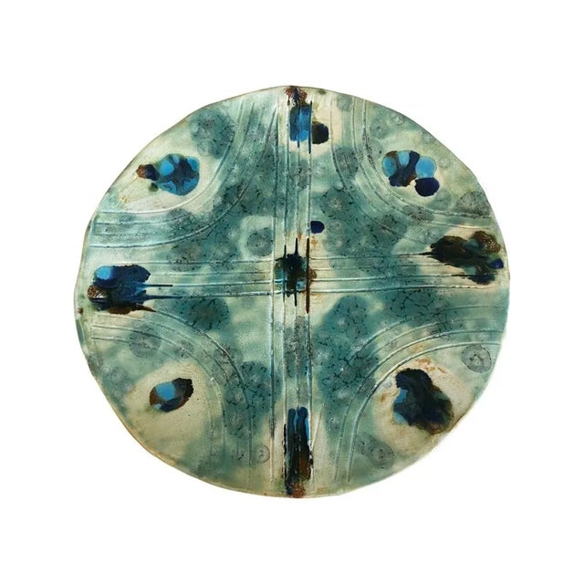 Vintage Mid Century Modern Studio Pottery Catchall in Sea Green Tones on Three Legs For Sale In Philadelphia - Image 6 of 8