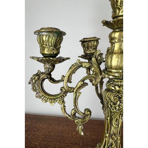 Vintage French Style 5-Armed Table Candelabras, Set of 2 For Sale - Image 5 of 14