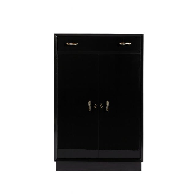 Art Deco Cabinet Black Lacquer Cupboard, 1940s For Sale - Image 9 of 9