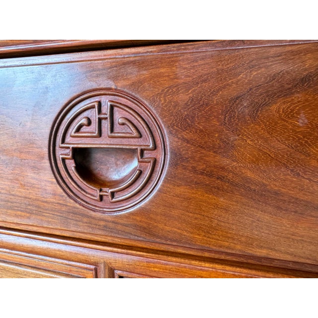 Wood Vintage Baker Ming - Style Asian Chinoiserie Solid Wood Seven - Drawers Dresser For Sale - Image 7 of 12