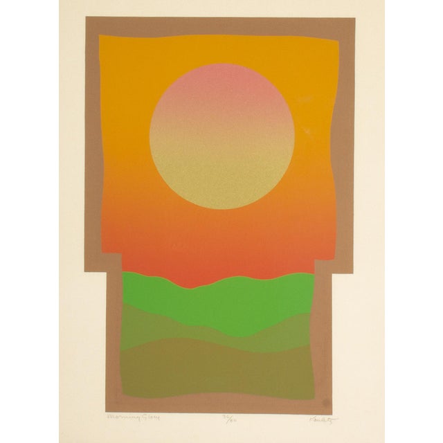 An abstract serigraph print, titled Morning Glory, by the American artist Garry C. Kaulitz (1942-2023). This print...