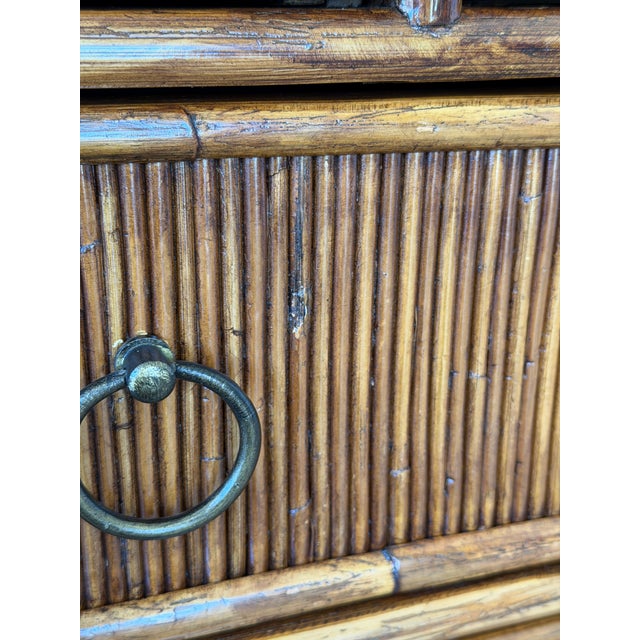Brown Vintage Milling Road Baker Faux Bamboo Chest With Black Crackle Finish For Sale - Image 8 of 12