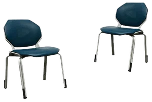 Vintage German Space Age Leather Stacking Dining Chairs from Fröscher, 1970s, Set of 2