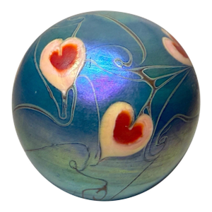 Vintage Hand Blown Vandermark Studio Aurene Iridescent Art Glass Paperweight