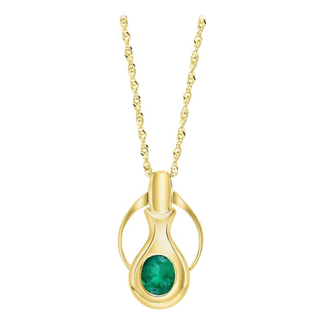 4Ct Colombian Emerald Pendent/Necklace 18 Karat Gold Estate Convertible to Ring For Sale