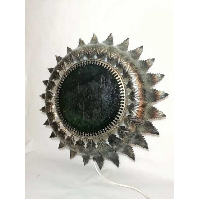 Vintage Metal & Painted Glass Sconce For Sale - Image 10 of 11