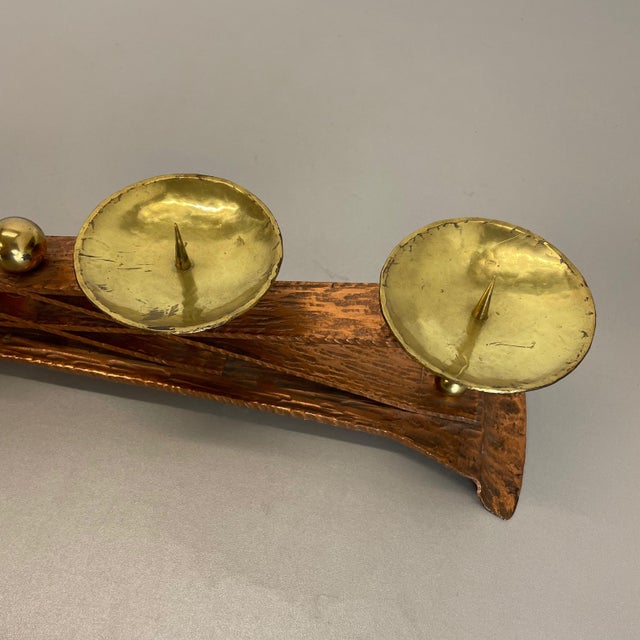 Brutalist Copper and Brass Candleholder in the style of Hagenauer, Austria, 1950s For Sale - Image 11 of 18