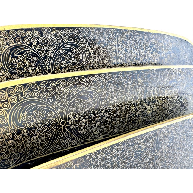 1960s Vintage Mid Century Italian Brass Embossed Desk Letter Holder For Sale - Image 5 of 11