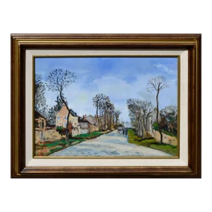 Vintage Figurative Landscape Road Through the Village by Gustafson