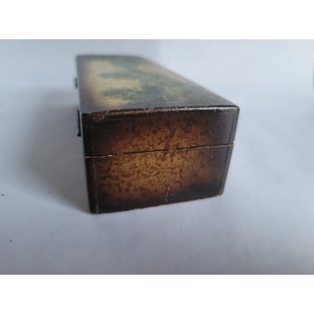 Mottahedeh Italian Pastoral Wooden Hinged Divided Postage Stamp Box For Sale - Image 10 of 12