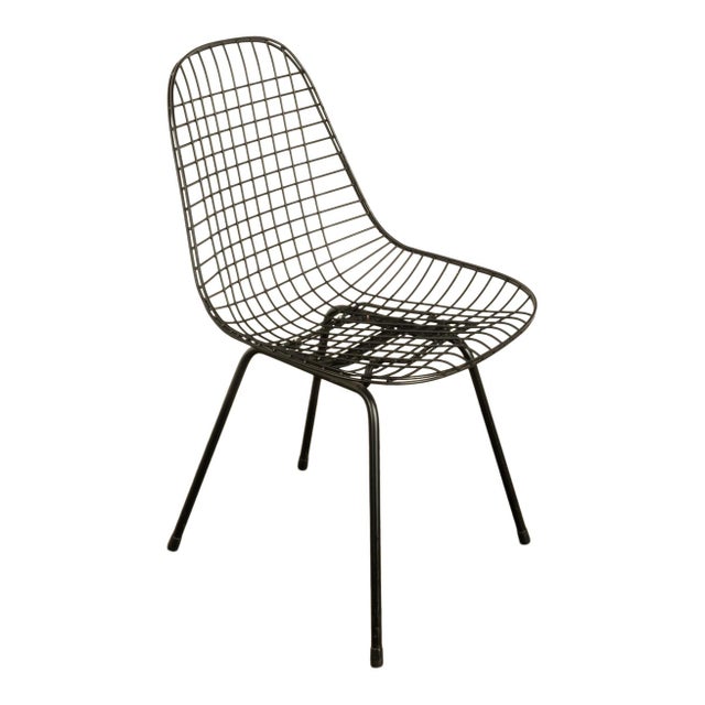 Set of Four Mid Century Modern Eames DKX Black Powder-Coated Wire Chairs, 1954 For Sale - Image 17 of 18