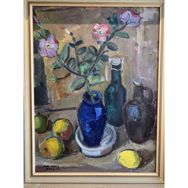 Swedish Artist, Vase with Camellias, 20th Century, Oil on Canvas, Framed For Sale - Image 4 of 14
