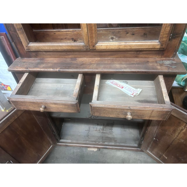 Wood Tall Antique French Walnut Cabinet For Sale - Image 7 of 11