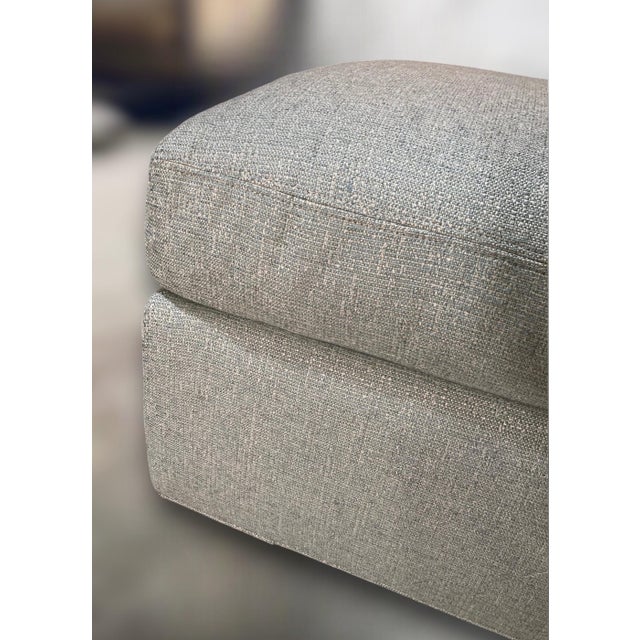 C. R. Laine Studio Ottoman 1444-17 Upholstered in a Soft, Neutral Toned Thibaut Everly Spa Blue Fabric For Sale - Image 10 of 16