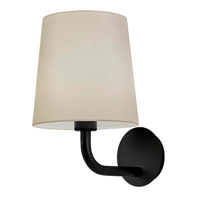 Satin Black Wall Light With Shade For Sale