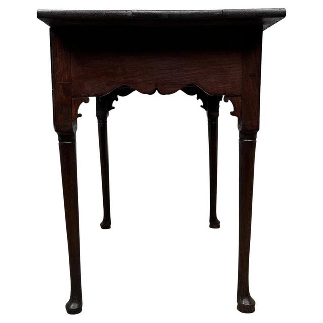 18th Century Antique English Oak Side Table with Three Drawers For Sale - Image 6 of 12