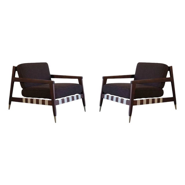 Walnut Lounge Chairs by Edmond J. Spence, Circa 1950s For Sale