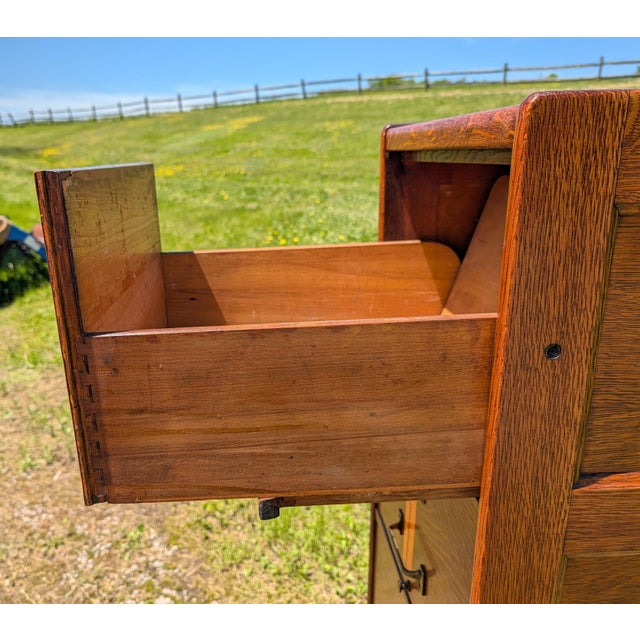 Antique Quarter Sawn Oak Four Drawer File Cabinet 1920s Lot 1 For Sale - Image 12 of 18