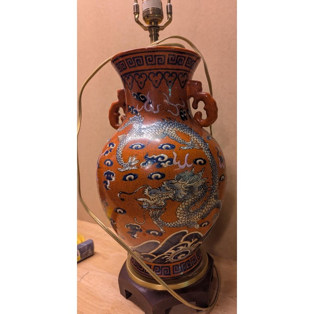 Late 20th Century Chinese Ceramic Dragon Lamp For Sale - Image 10 of 11
