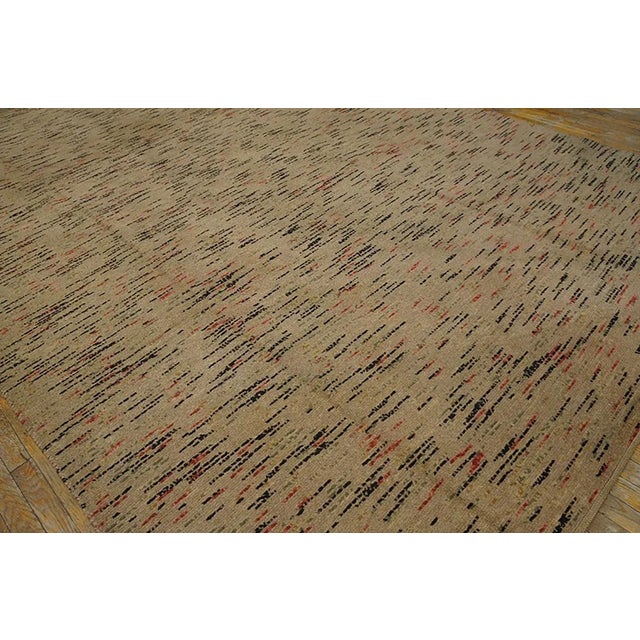 Abstract 1920s Beige Abstract Modern Antique American Shaker Pile Rug 8' 6'' X 12' Woven Wool Carpet For Sale - Image 3 of 8