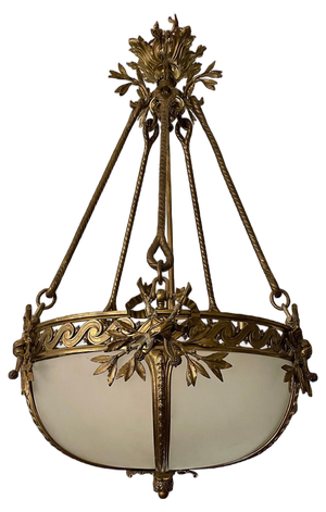 Large French Empire Style Chandelier in Gilt Bronze, 1890s