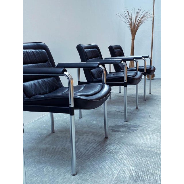 Vintage 8400 Chairs in Leather by Jorgen Kastholm for Kusch & Co., Germany, 1980s, Set of 4 For Sale - Image 4 of 18