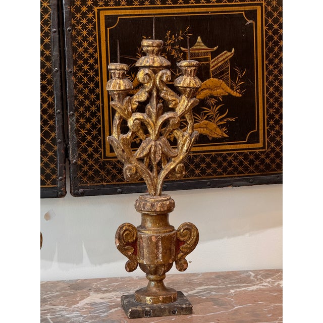 Wood 18th Century Italian Baroque Giltwood Prickets For Sale - Image 7 of 11